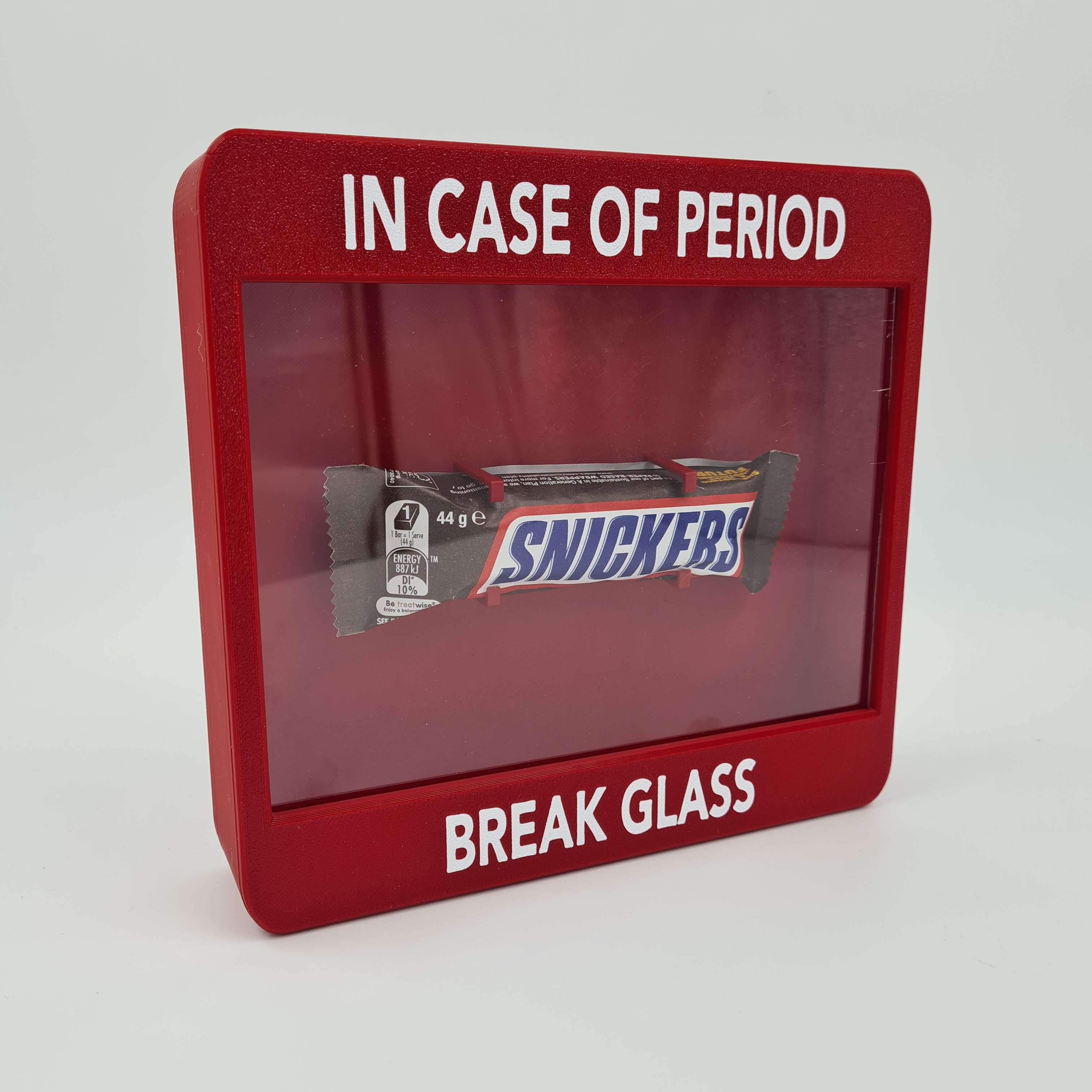 On Break Display In Case Of Period Emergency, Break Glass Display Case Funny – Slic3d Labs