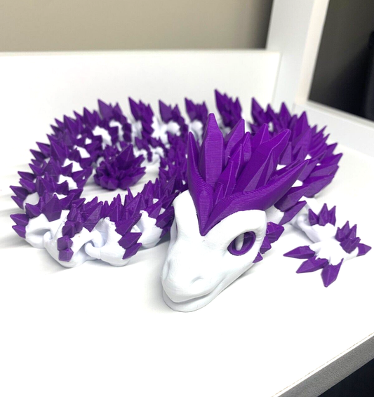 Articulated Crystal Dragon Flexi - Purple & White