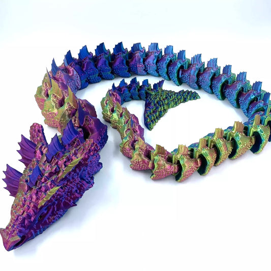 LONG 6ft Dragon Articulated Flexi - Rainbow Silk